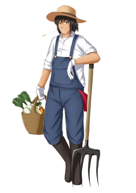 Charming Agricultural Worker Clipart Illustration in Rustic Farm Attire