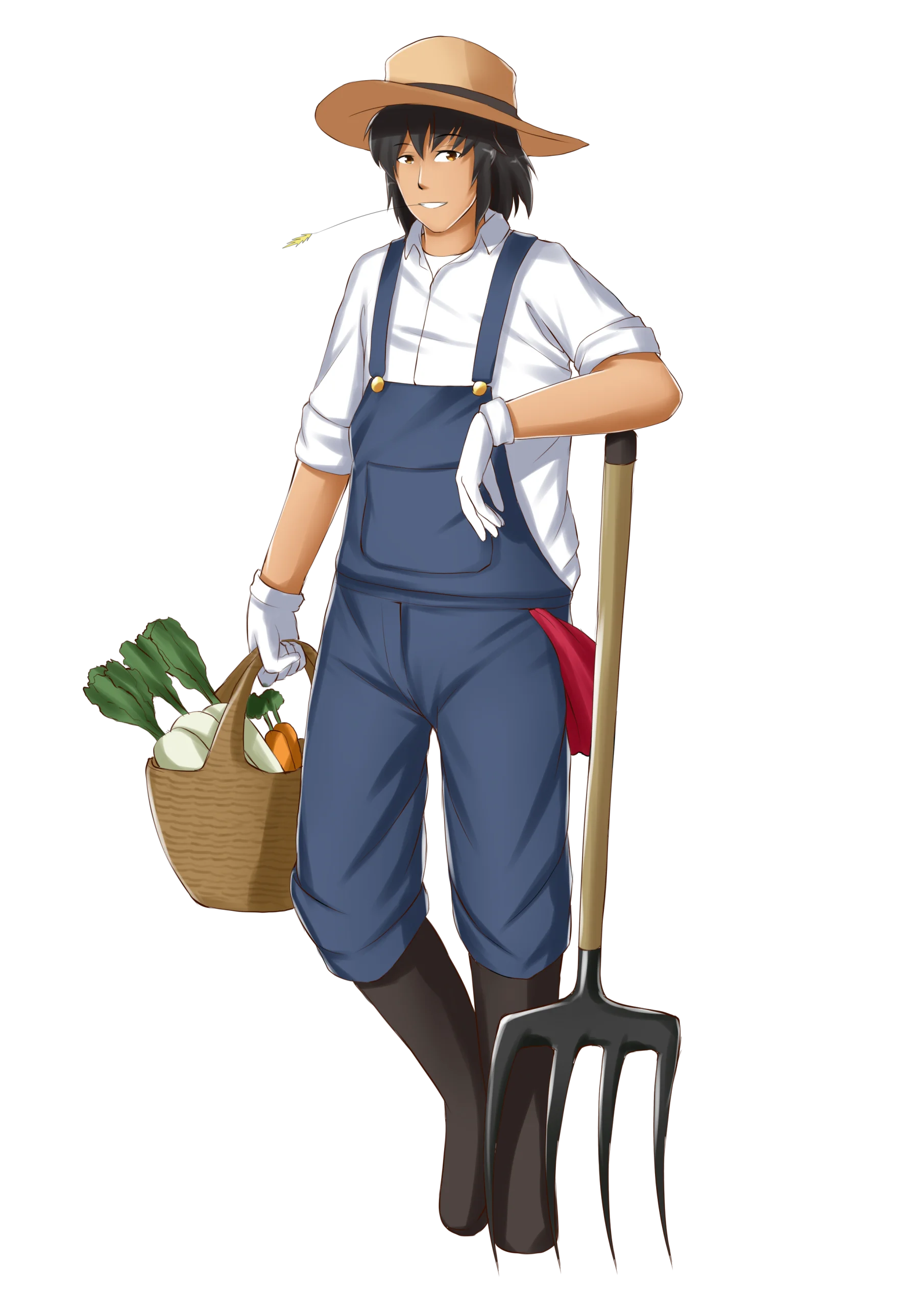Charming Agricultural Worker Clipart Illustration in Rustic Farm Attire