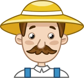 Charming Cartoon Farmer Clipart with Vintage Style Wide-Brimmed Hat