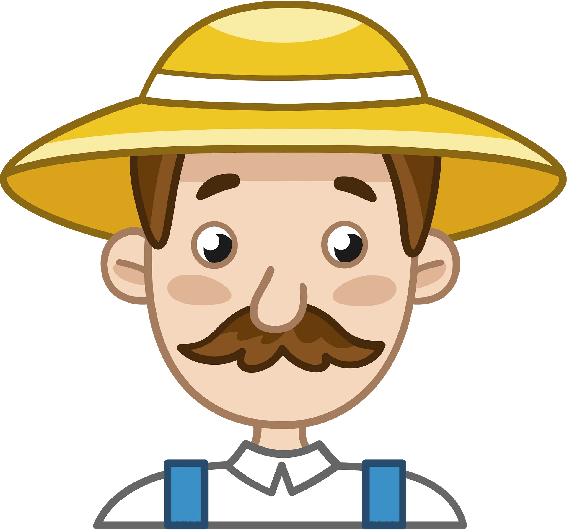 Charming Cartoon Farmer Clipart with Vintage Style Wide-Brimmed Hat