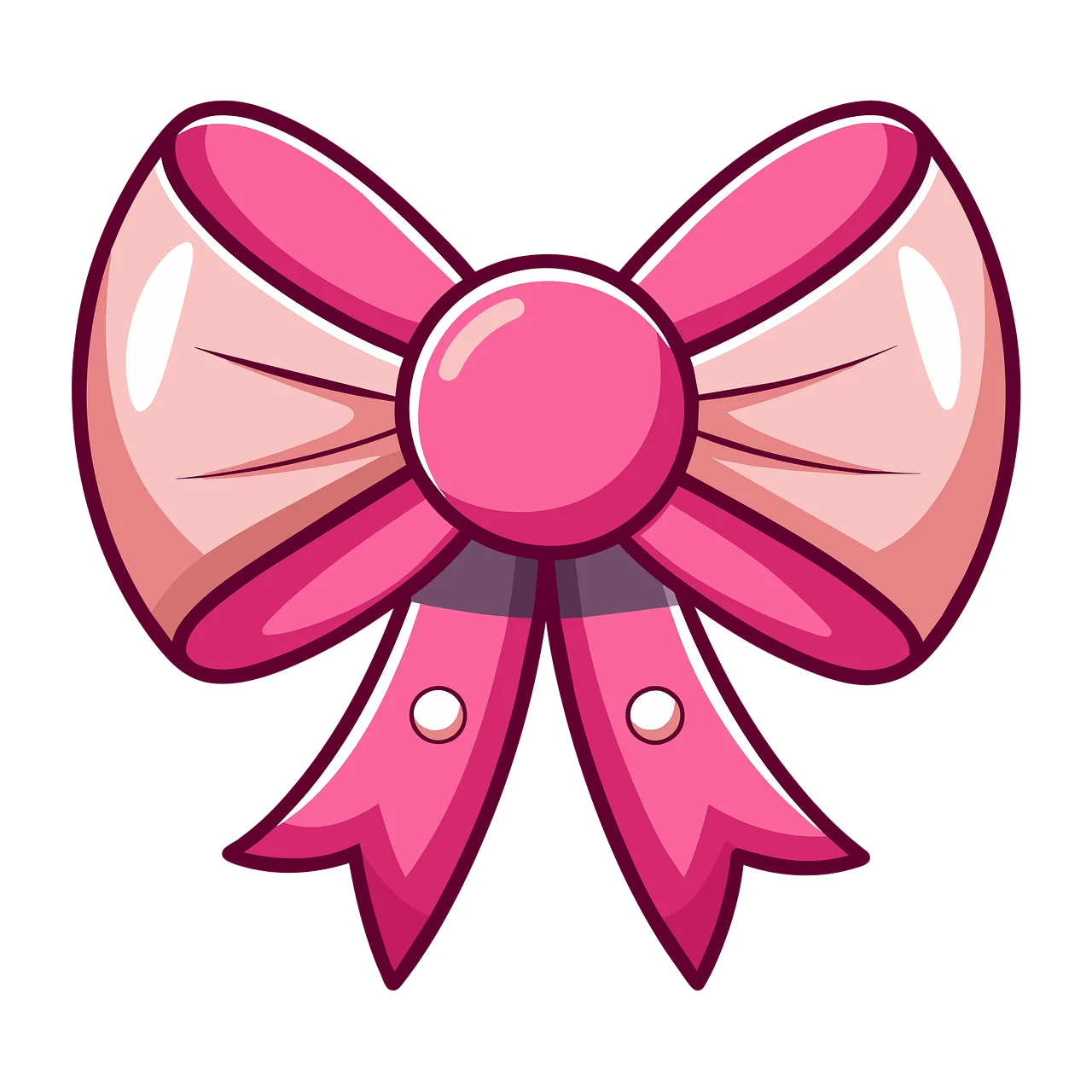 Charming Pink Bow Clipart: Elegant and Playful Graphic Design Element