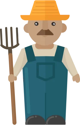 Charming Rustic Farmer Clipart Illustration with Pitchfork and Overalls