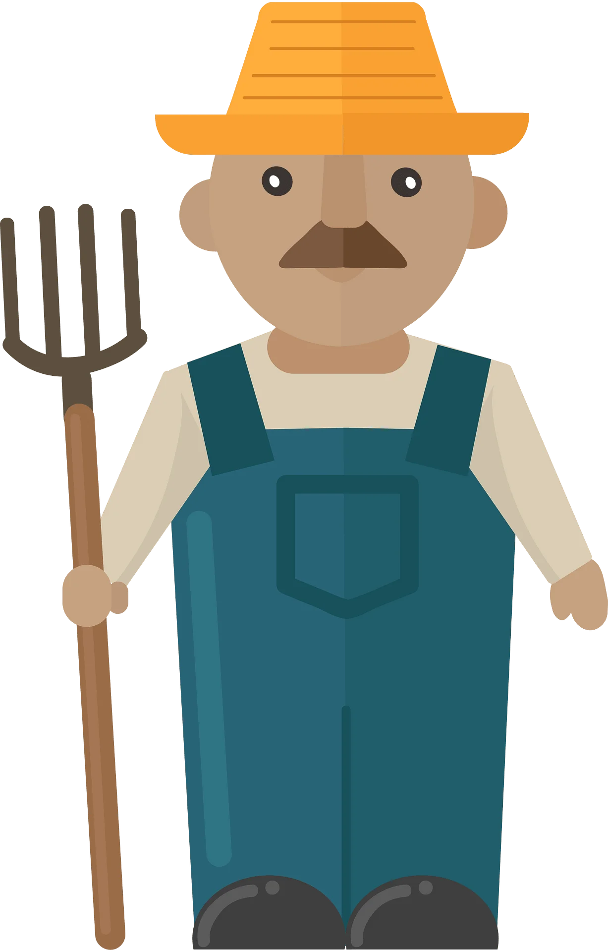 Charming Rustic Farmer Clipart Illustration with Pitchfork and Overalls