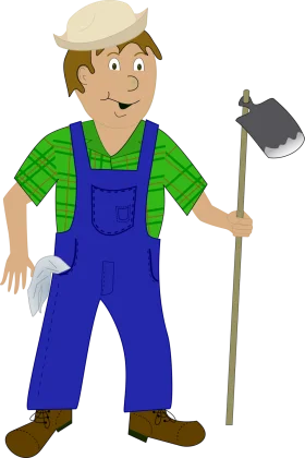 Cheerful Cartoon Farmer Clipart Illustration with Farm Tools and Friendly Smile