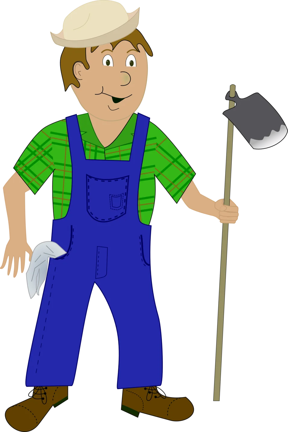 Cheerful Cartoon Farmer Clipart Illustration with Farm Tools and Friendly Smile