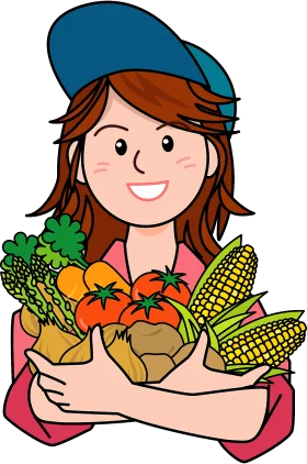 Cheerful Farmer Clipart Illustration Showcasing Fresh Harvest of Colorful Vegetables