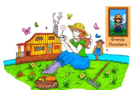 Cheerful Farming Scene Clipart: A Delightful Countryside Illustration with Playful Elements