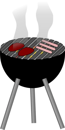 Classic Black Kettle Barbecue Grill Clipart: Sizzling Summer Cooking Scene