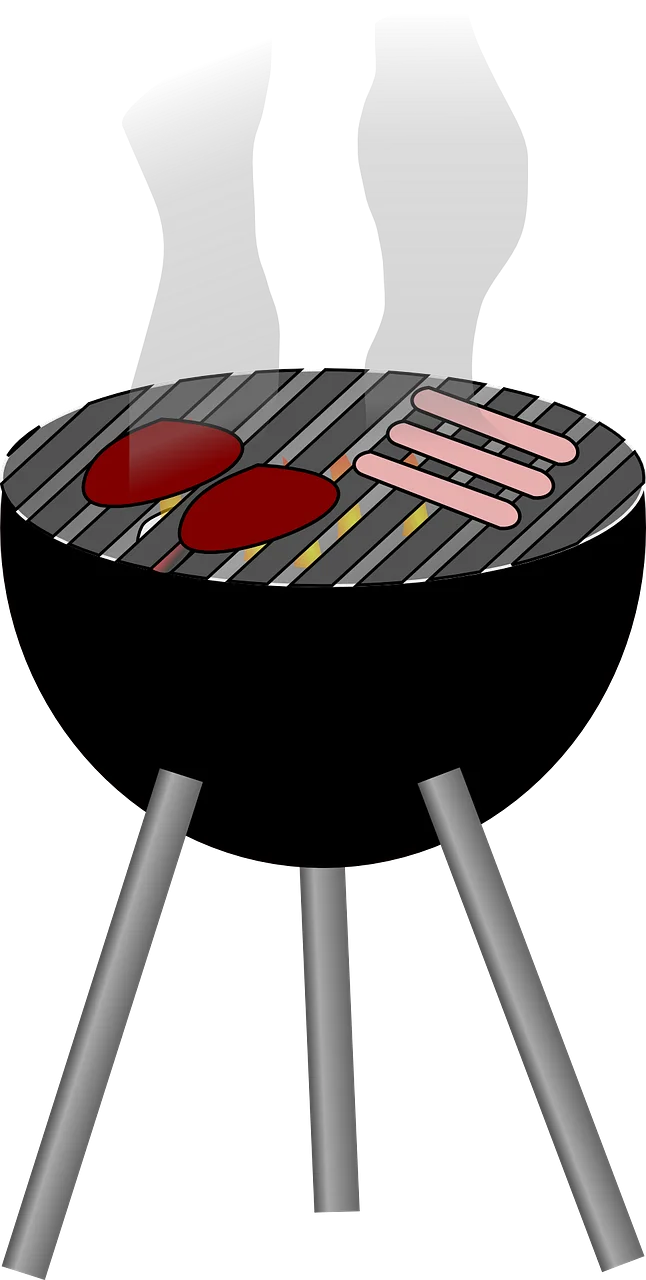 Classic Black Kettle Barbecue Grill Clipart: Sizzling Summer Cooking Scene