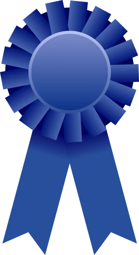 Classic Blue Ribbon Clipart Award Design with Premium Metallic Finish