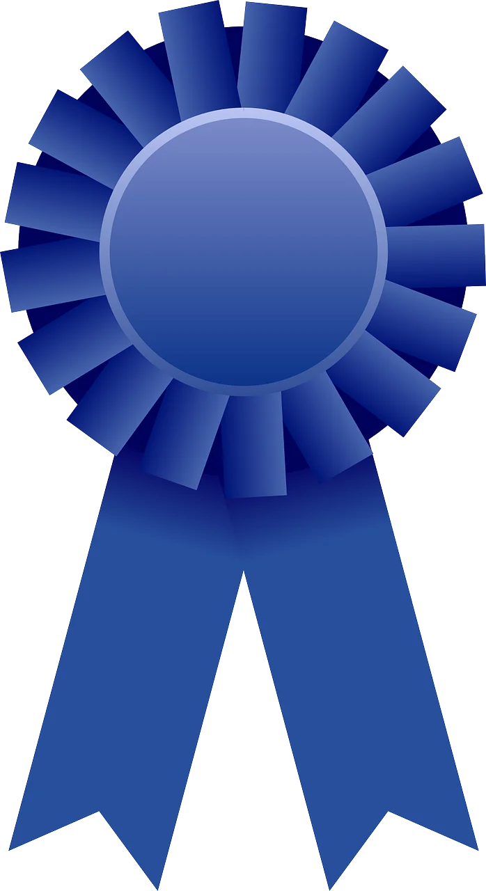 Classic Blue Ribbon Clipart Award Design with Premium Metallic Finish