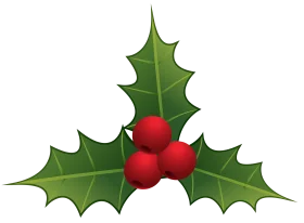 Classic Christmas Holly and Berries Festive Holiday Clipart Design Element