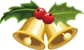 Classic Christmas Holly and Golden Bells Festive Holiday Clipart Design