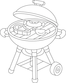 Classic Kettle Barbecue Grill Clipart: Sizzling Summer Outdoor Cooking Scene