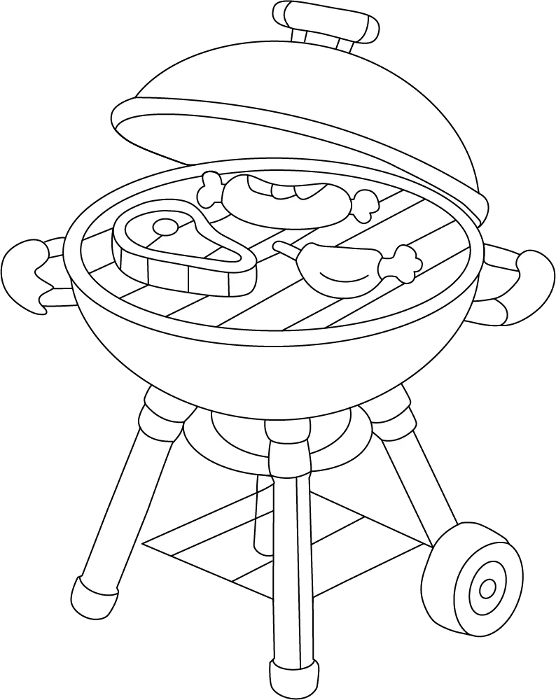 Classic Kettle Barbecue Grill Clipart: Sizzling Summer Outdoor Cooking Scene