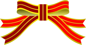 Classic Red and Yellow Striped Decorative Bow Clipart Design with Elegant Layers