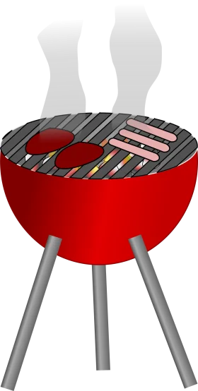 Classic Red Kettle Barbecue Grill Clipart: Summer Cooking Illustration