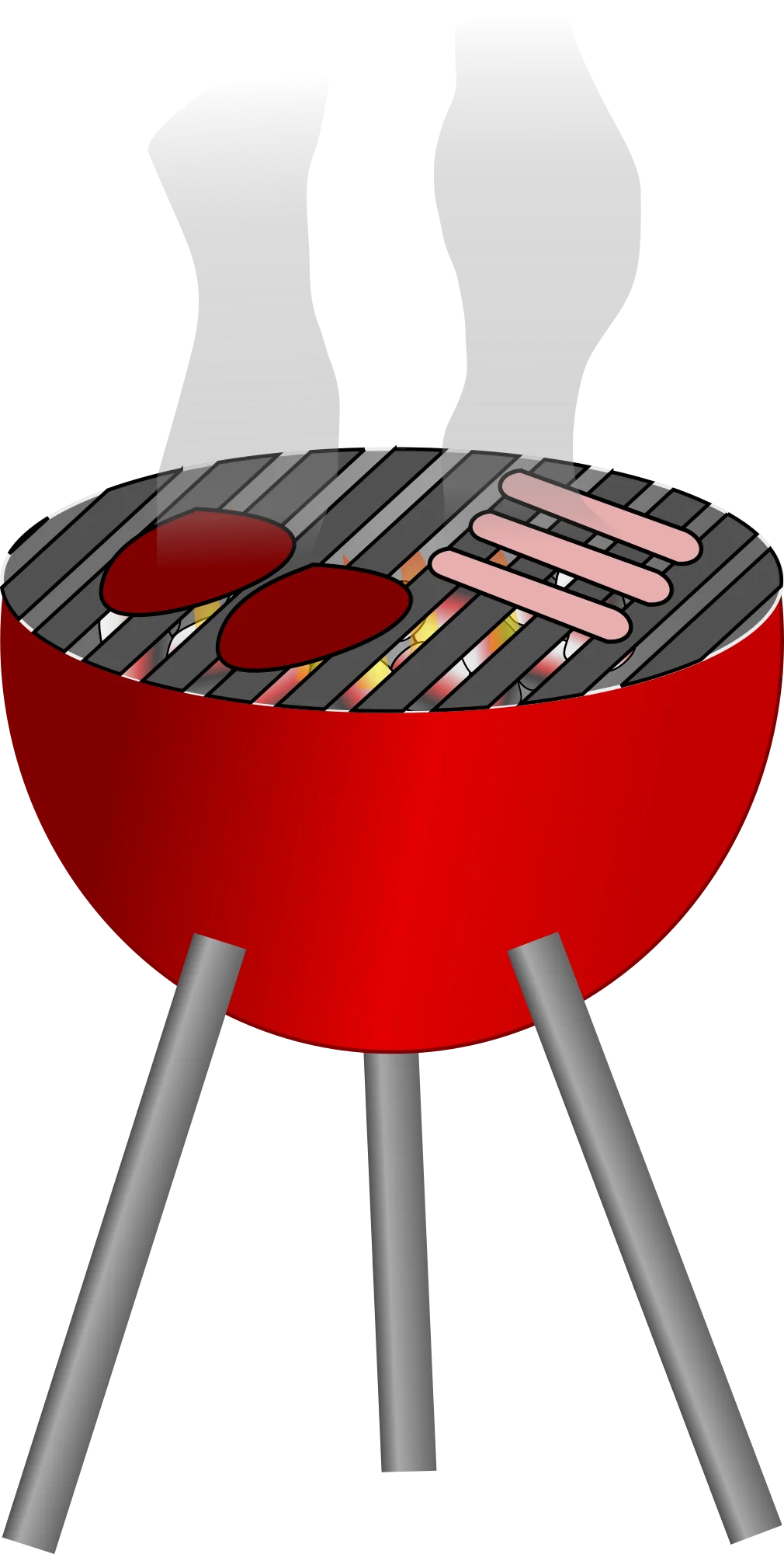 Classic Red Kettle Barbecue Grill Clipart: Summer Cooking Illustration