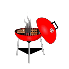 Classic Red Kettle Charcoal Grill Clipart - Outdoor Barbecue Cooking Illustration