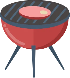 Classic Red Kettle Grill Outdoor Cooking Clipart Design for Barbecue Enthusiasts