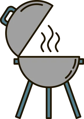 Classic Round Kettle Grill Clipart: Smoky Outdoor Cooking Illustration Design