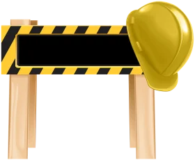 Construction Safety Barrier and Yellow Hard Hat Workplace Protective Clipart Design