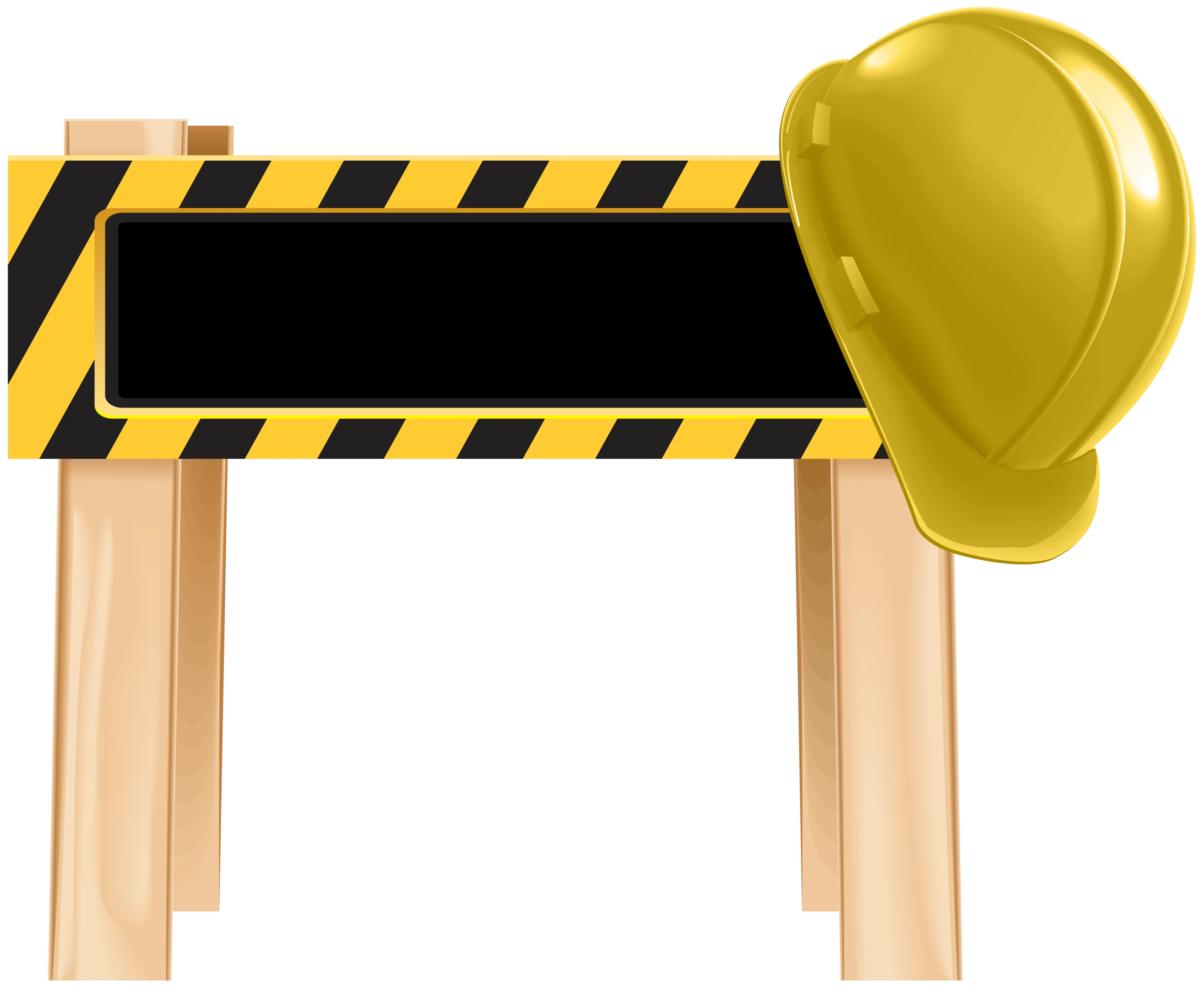 Construction Safety Barrier and Yellow Hard Hat Workplace Protective Clipart Design