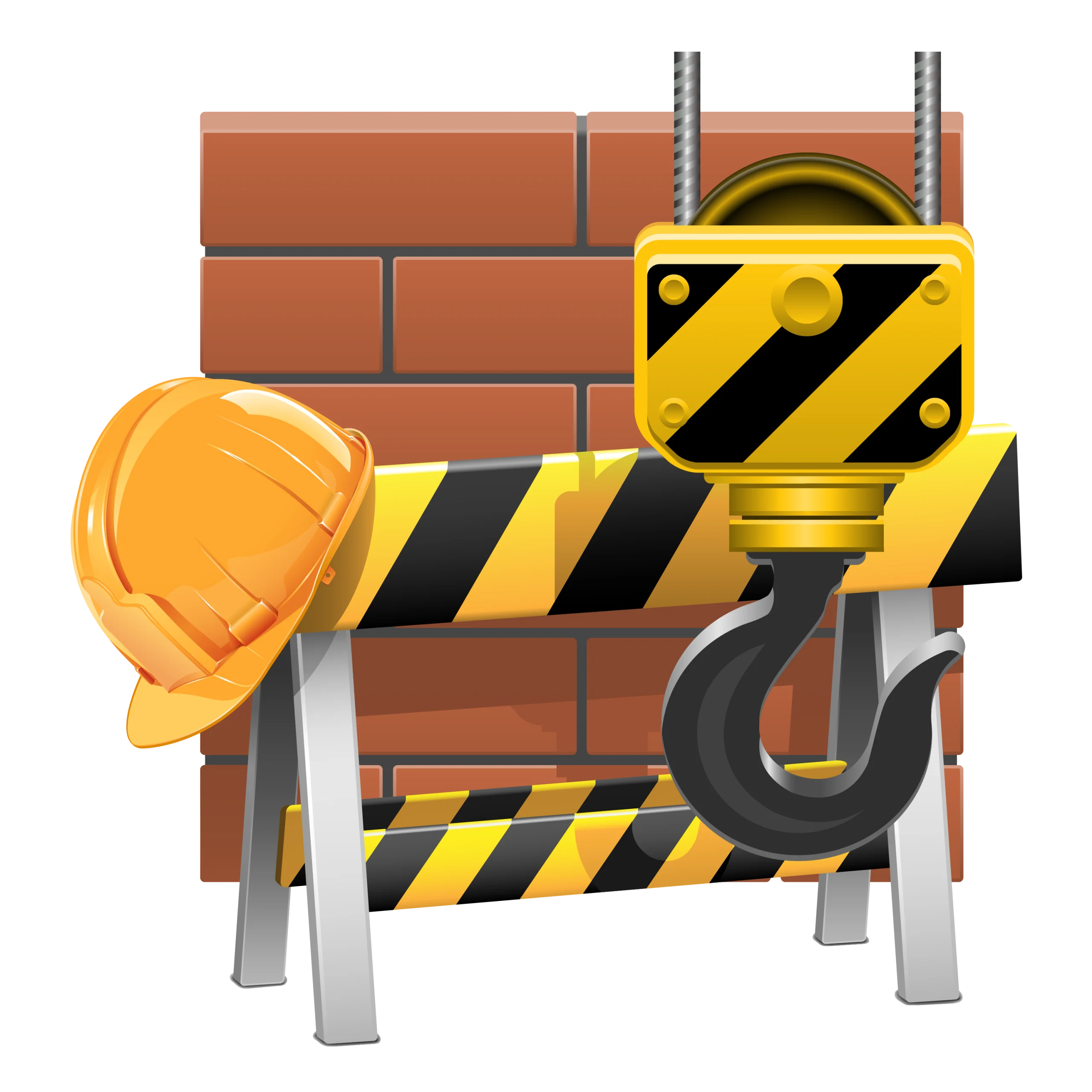 Construction Site Safety Elements Clipart: Protective Gear and Warning Symbols