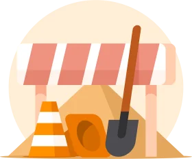 Construction Site Safety Elements Minimalist Construction Clipart Design
