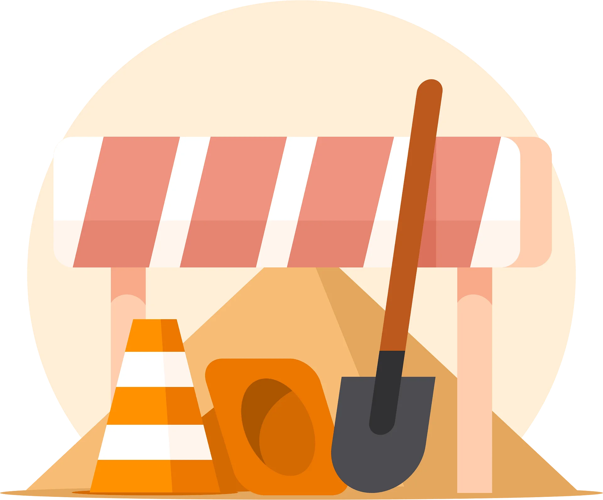 Construction Site Safety Elements Minimalist Construction Clipart Design