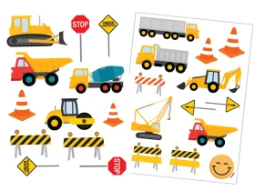 Construction Site Vehicles and Road Safety Signals Clipart Collection