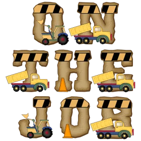 Construction Vehicle Letters Alphabet Clipart: Typography with Trucks and Machinery