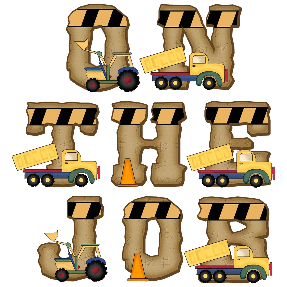 Construction Vehicle Letters Alphabet Clipart: Typography with Trucks and Machinery