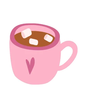 Cozy Pink Mug of Hot Chocolate Clipart with Marshmallow Delight