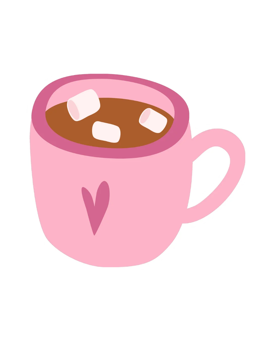 Cozy Pink Mug of Hot Chocolate Clipart with Marshmallow Delight