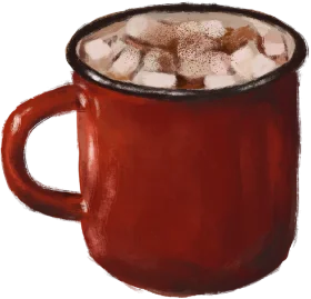 Cozy Red Mug of Hot Chocolate Clipart with Marshmallow Delight