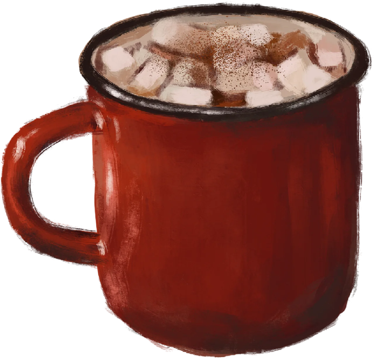 Cozy Red Mug of Hot Chocolate Clipart with Marshmallow Delight