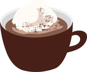 Cozy Warm Hot Chocolate Clipart with Whipped Cream and Cocoa Sprinkles