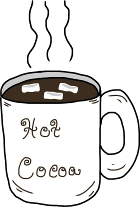 Delightful Hand-Drawn Hot Cocoa Mug Clipart with Marshmallow Comfort