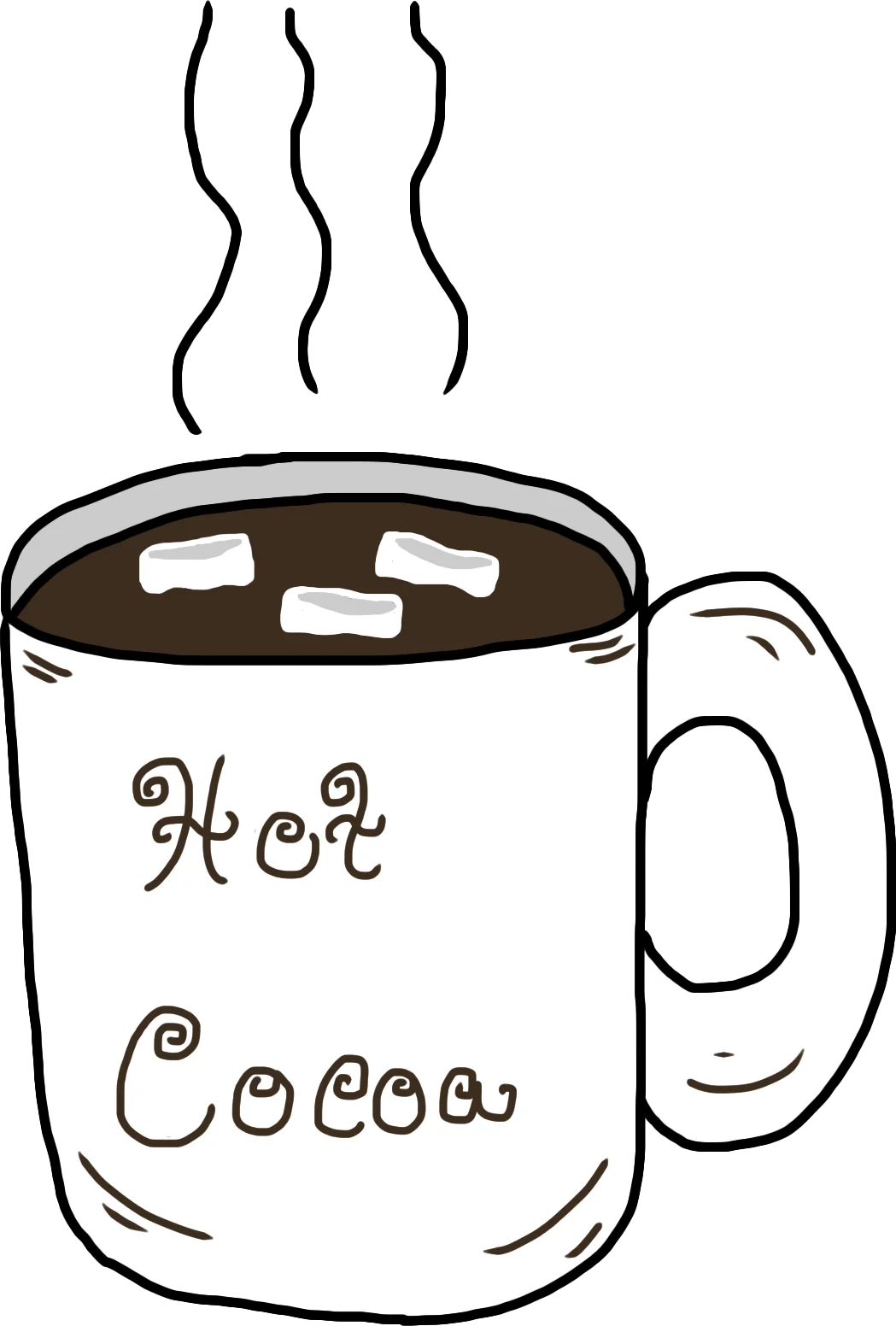 Delightful Hand-Drawn Hot Cocoa Mug Clipart with Marshmallow Comfort