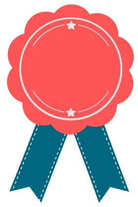 Elegant Award Ribbon Clipart with Star Accents and Trailing Banners