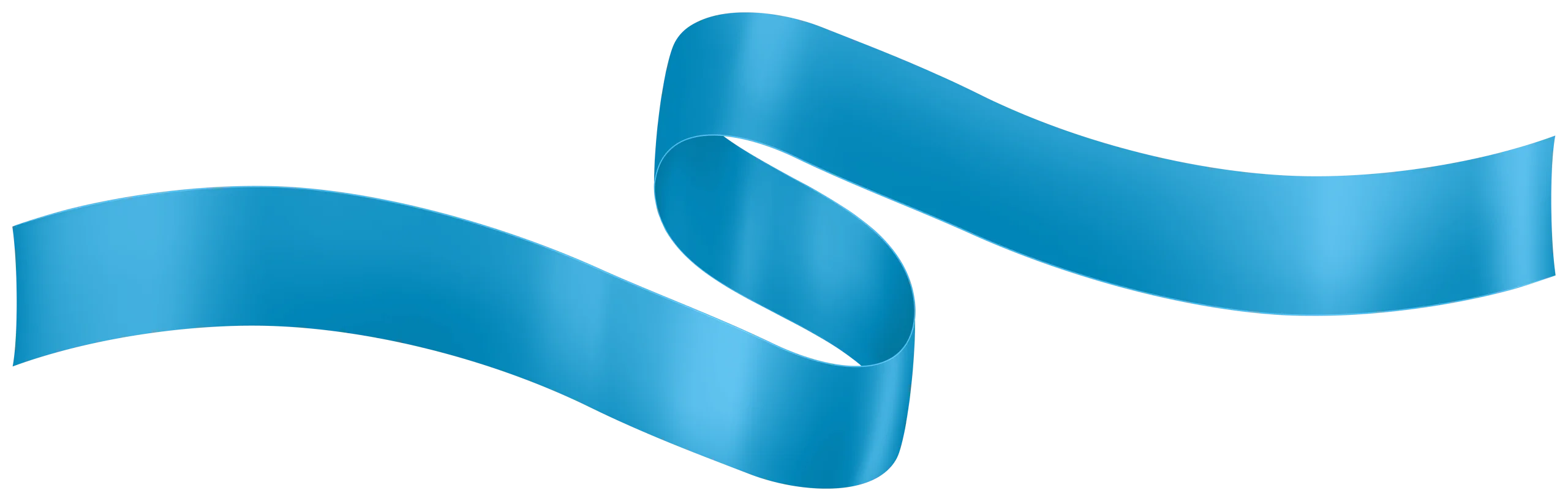 Elegant Azure Satin Ribbon Clipart with Dynamic Curved Flowing Design