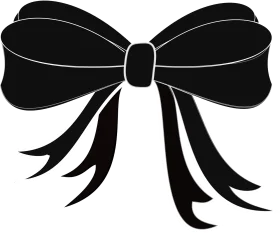 Elegant Black Bow Clipart Design with Flowing Ribbons and Silhouette Style