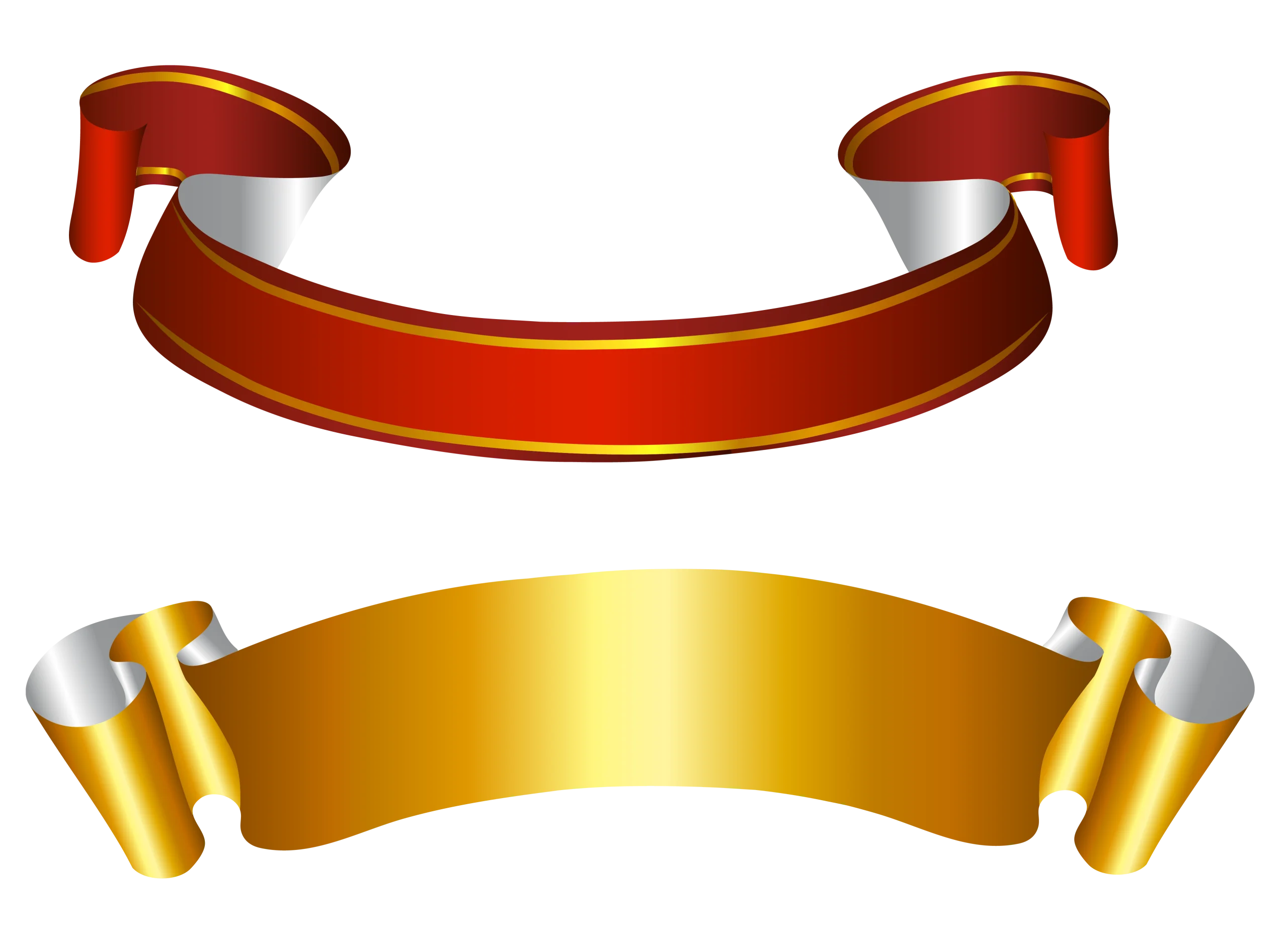 Elegant Dual-Tone Ribbon Clipart with Curved Metallic Design Elements