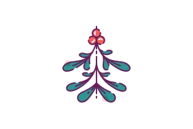 Elegant Festive Mistletoe Clipart with Symmetrical Botanical Design