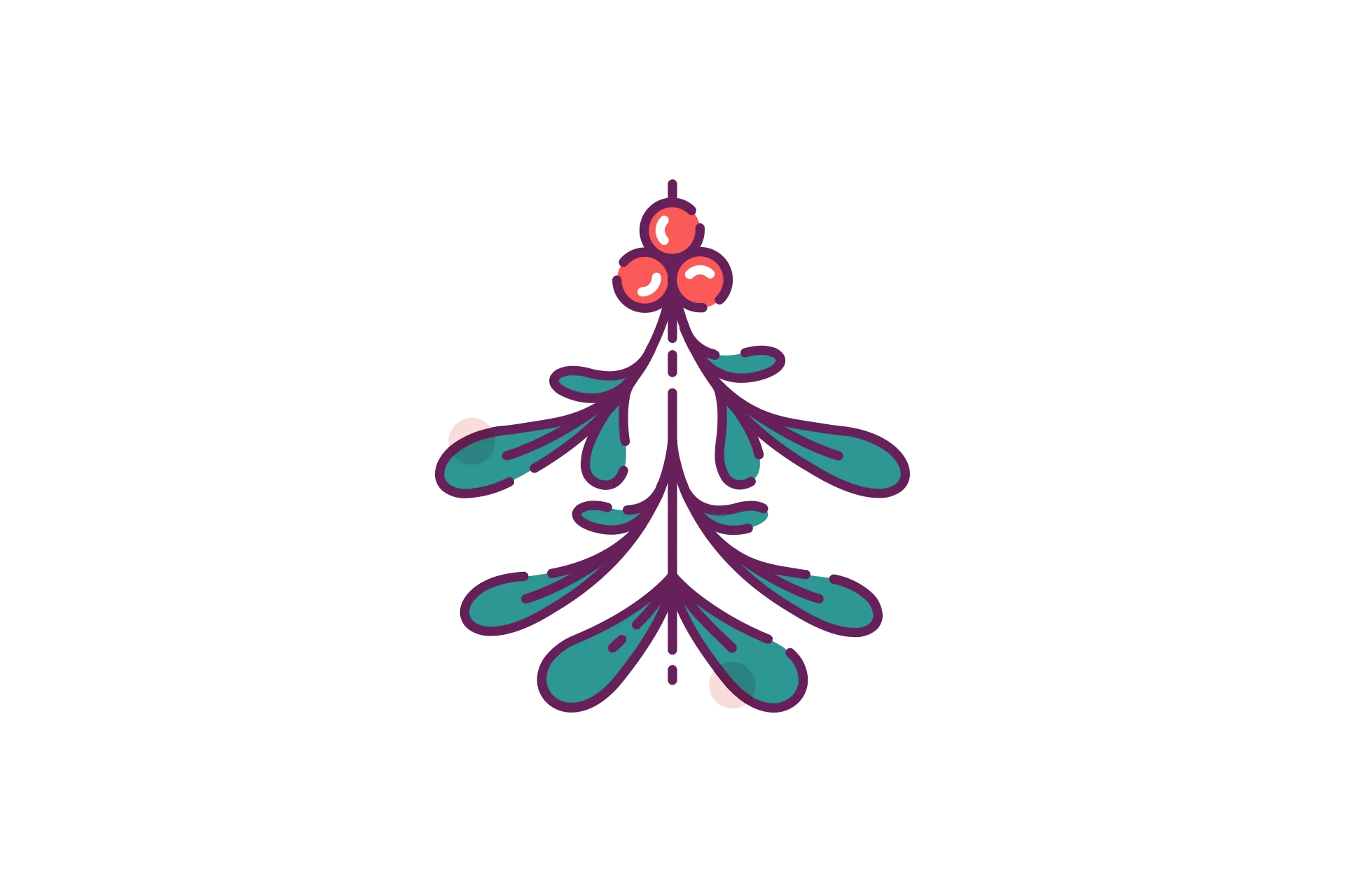 Elegant Festive Mistletoe Clipart with Symmetrical Botanical Design