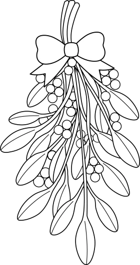 Elegant Hand-Drawn Mistletoe Clipart with Delicate Leaves and Berries