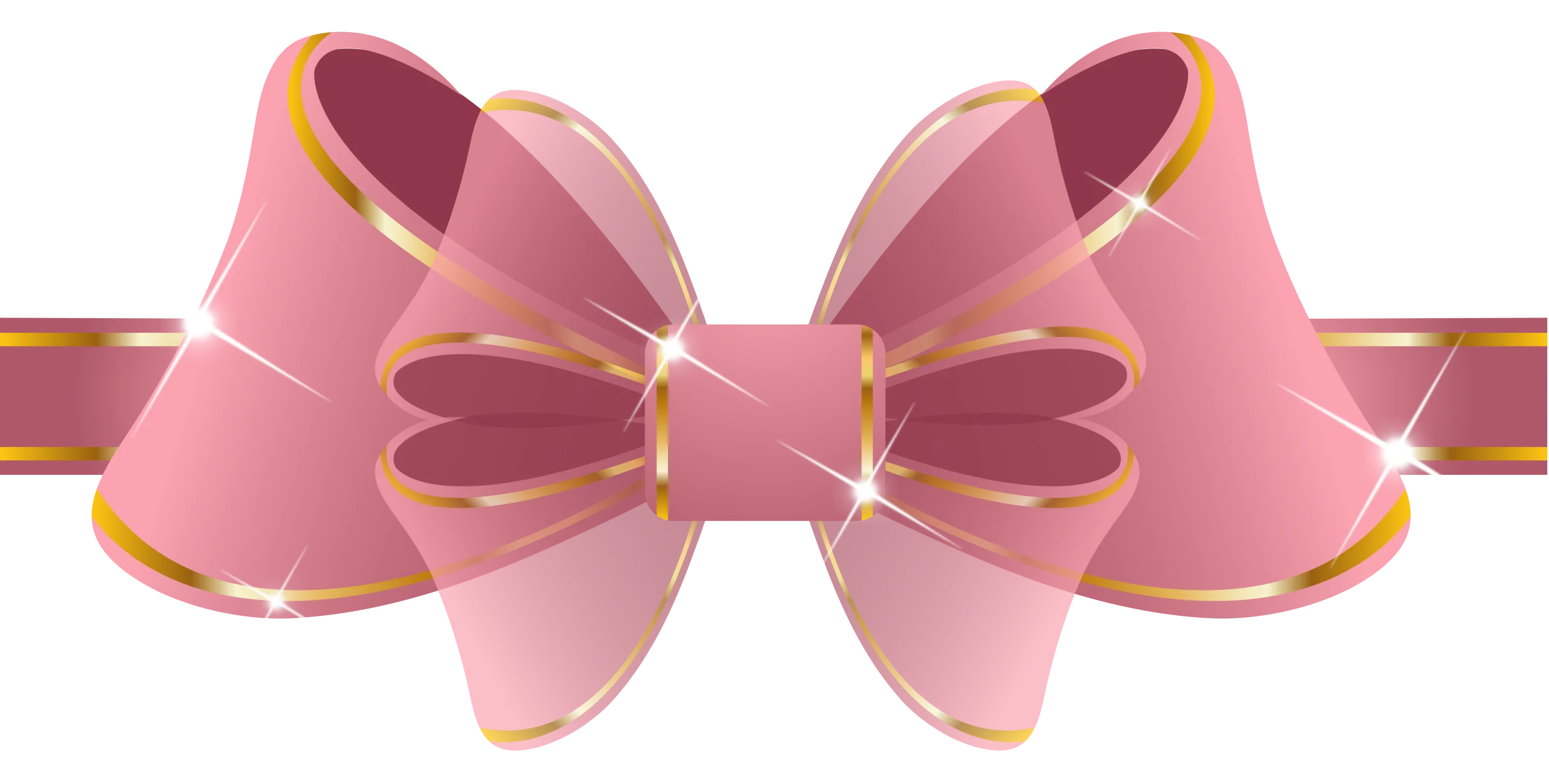 Elegant Pink and Gold Trim Decorative Bow Clipart Design with Soft Layers