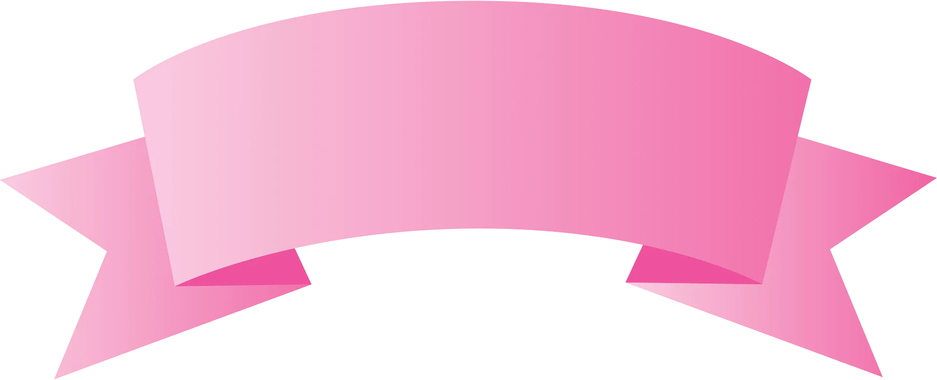 Elegant Pink Ribbon Clipart Design with Soft Gradient and Folded Edges