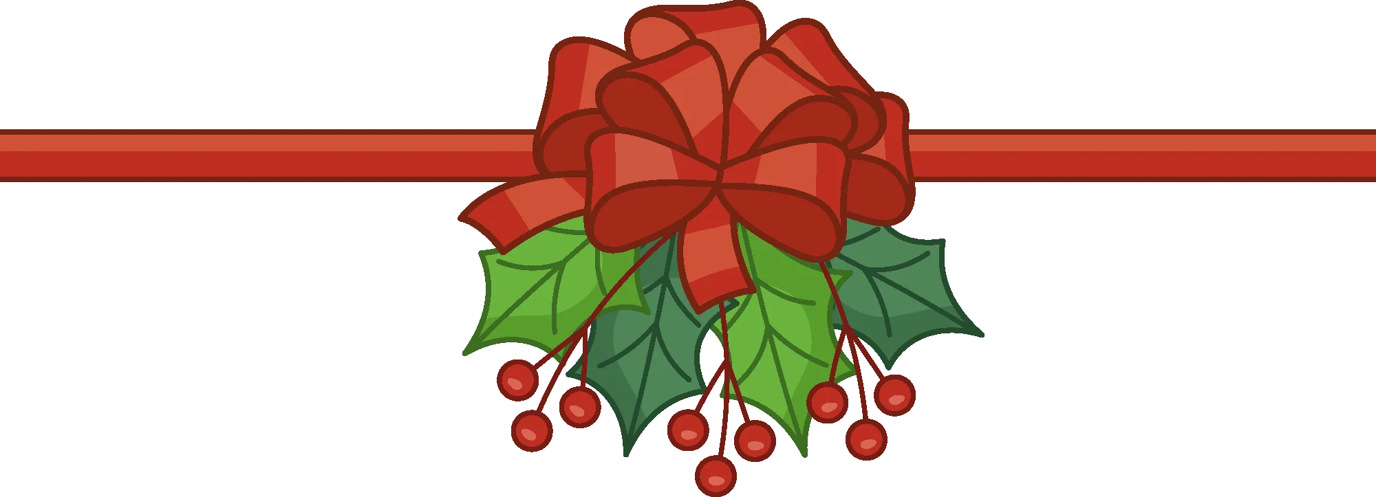Festive Christmas Mistletoe and Bow Clipart Design with Holly Berries
